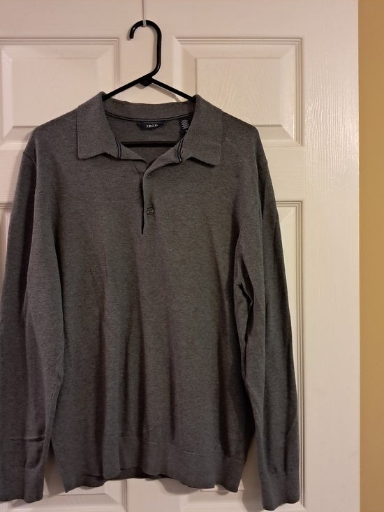Izod Other - IZOD Men's Size XL Long Sleeve Grey Polo Shirt